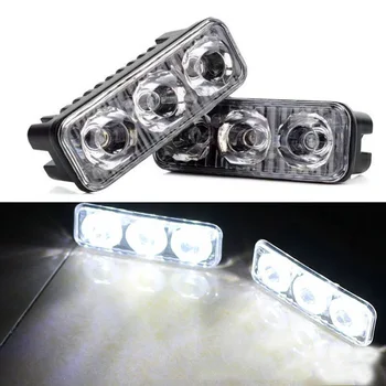 

2pcs Waterproof Universal Car High Power Aluminum LED Running Lights with 3-LED Lens DC 12-24V White 6000K DRL Fog Lamps