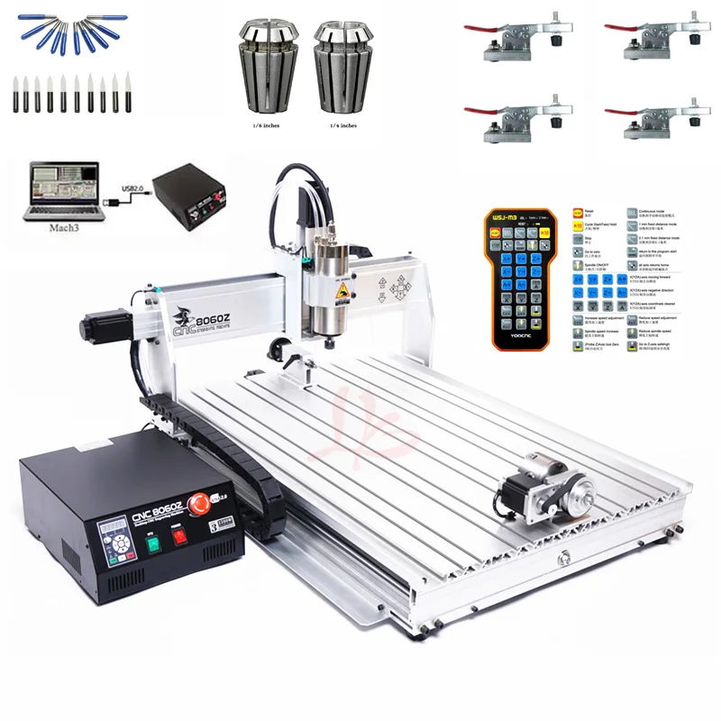 4 оси USB Порты и разъёмы ЧПУ 8060 2.2KW шпинделя March3 ER20 цанговый фрезерный станок с ЧПУ 3D для металлорежущего станка Алюминий гравировальный станок с ЧПУ древесный фрезерный станок с ЧПУ