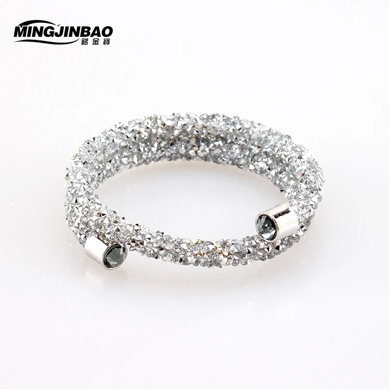 

20 Colors Trendy Strand Bracelet for Women Crystal Charms Bracelets & Bangles Handmade Double Layer Cuff Bracelet Bijoux Femme