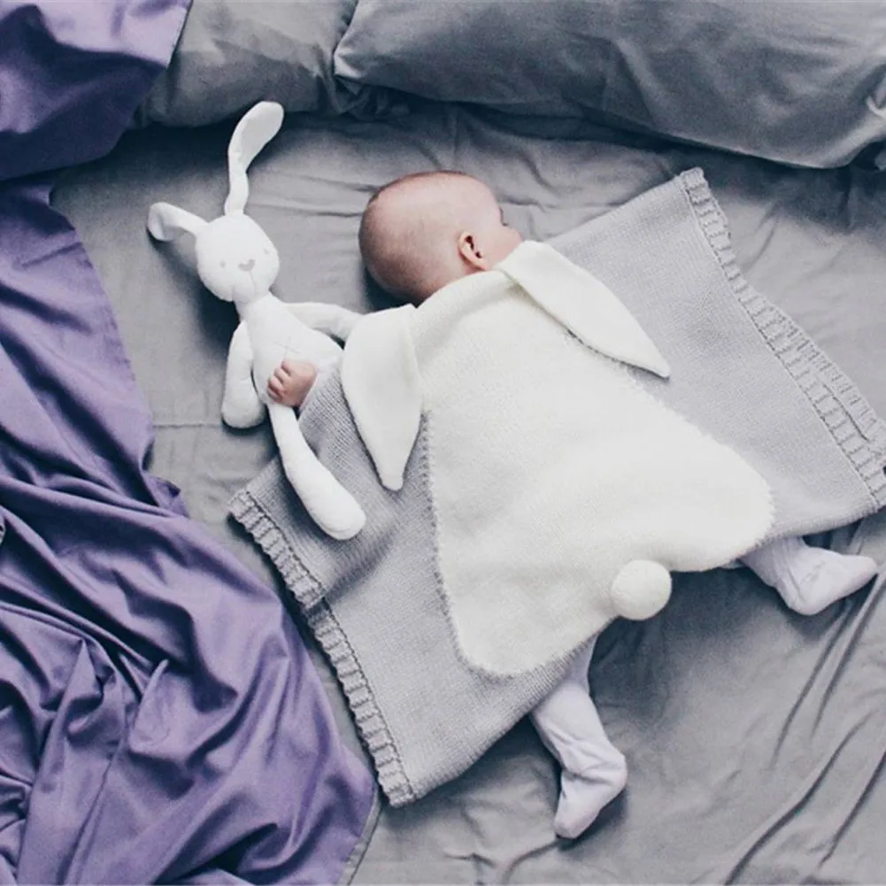 Милый кролик уха новорожденных вязание одеяло постельные принадлежности полотенца Обложка мягкие детские пеленать обёрточная