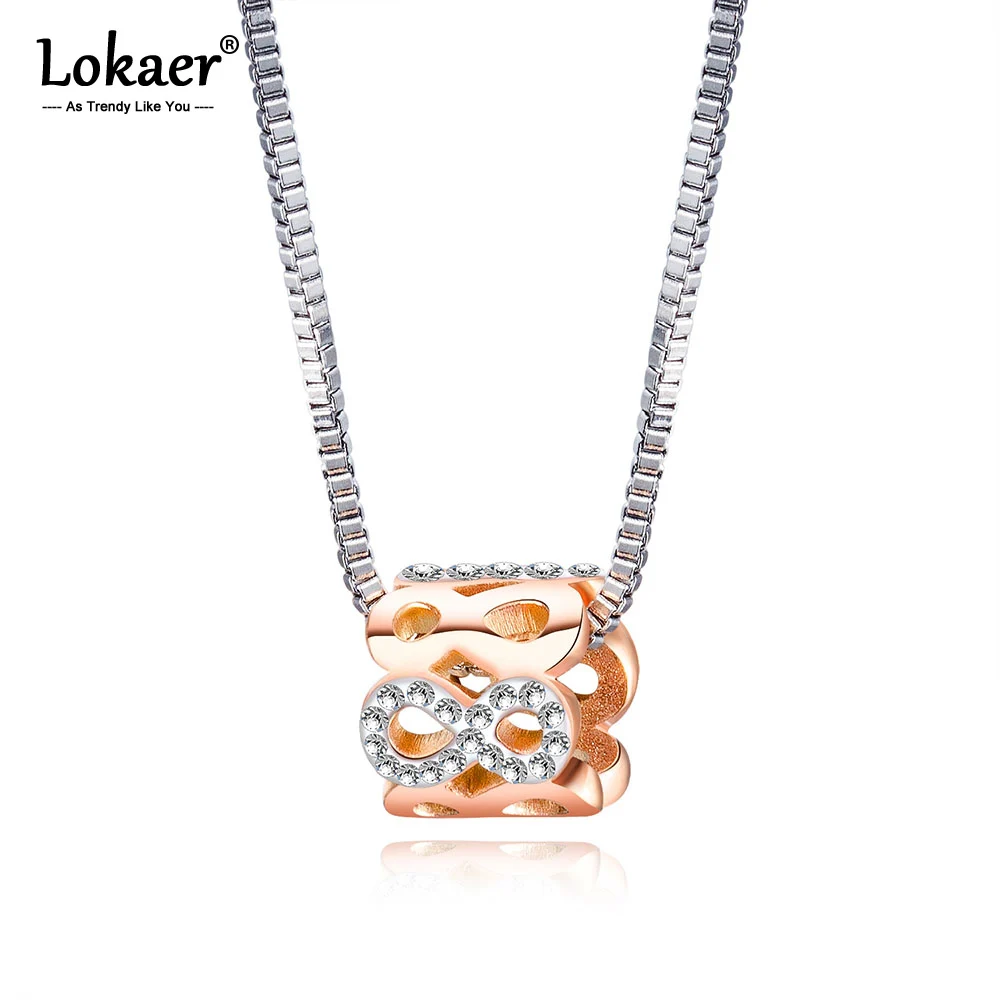 

Lokaer Infinite Character Rose Gold Pendant Necklace For Women Titanium Steel Inlaid Zircon Pendant Clavicle Chain OGX1495