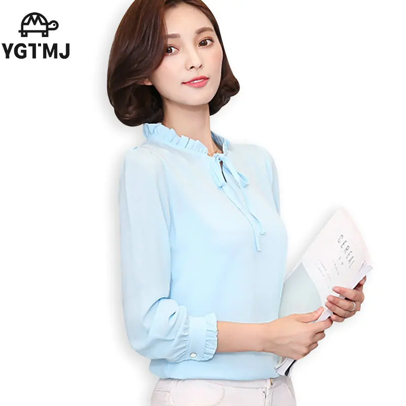 Новинка 2017 года Рубашки на весну-осень Для женщин Blusa Шифоновая блузка с длинным