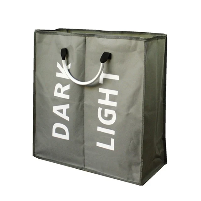 Jilida Large Collapsible 2 Section Laundry Sorter Bag Alloy Handle Jilida Large Collapsible 2 Section Laundry Sorter Bag Alloy Handle Heavy Duty Hamper Dirty Clothing Wash