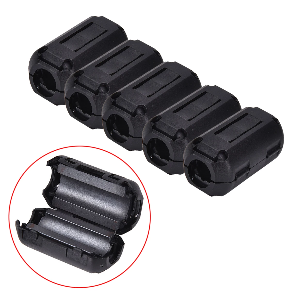 5pcs Black Ferrite Core Cable Filter Nickel zinc Noise Suppressor EMI