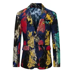 2018 новые модные Для Мужчин's Повседневное бутик Бизнес праздник цветов костюм/человека Тонкий цветочный блейзер куртка пальто