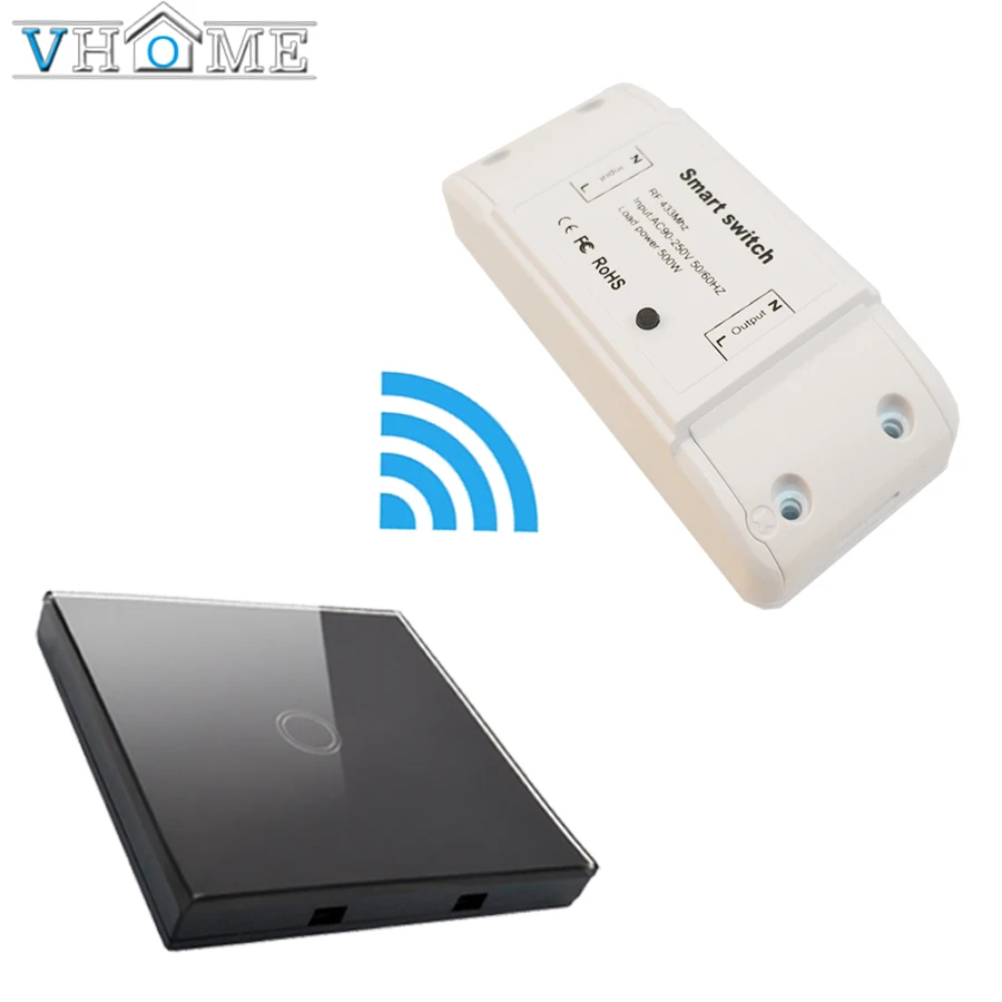 VHome wireless remote control 433mhz1 RF receiver 170v-250v relay channel wall lamp 5A transmitter controller 3x10mm 5a 250v