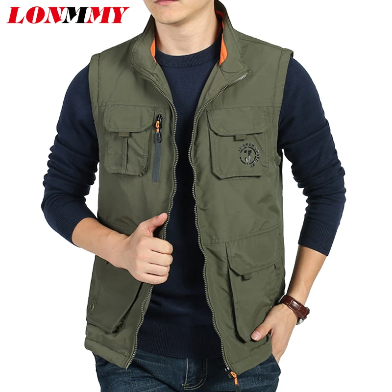 Мужская куртка без рукавов LONMMY 5XL 6XL зимняя с плюшевой подкладкой в Военном Стиле