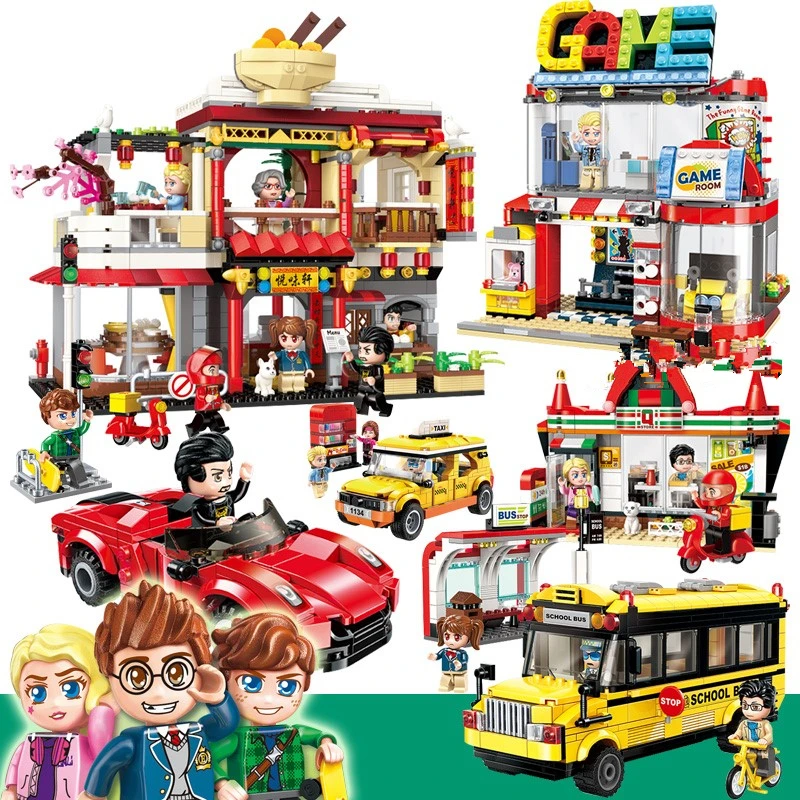 

ENLIGHTEN City Hotel Food Yuewei Xuan Chinese Restaurant Figures Building Blocks Sets Kids Toys Compatible duplo junior