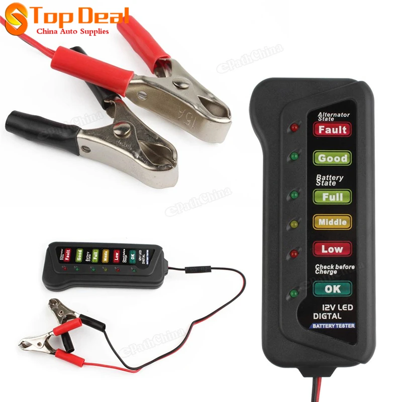 12V 6 LED Display Vehicle ATV Car Motorcycle Digital Battery Testers