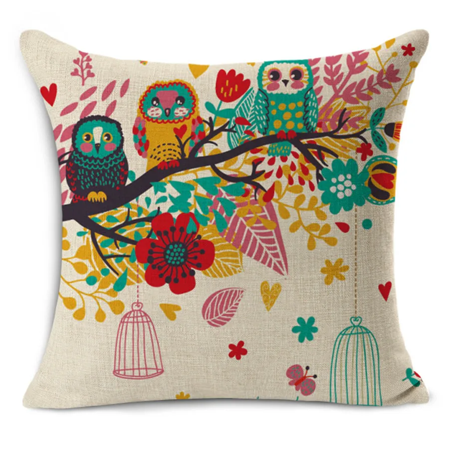 Colorful Bird Printed Parrot Decor Linen Cotton Chair Cushions Home Decorative Throw Pillows Coussin Decoratif Almofadas cojines Colorful Bird Printed Parrot Decor Linen Cotton Chair Cushions Home Decorative Throw Pillows Coussin Decoratif Almofadas cojines