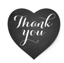 1.5inch Heart Wedding Favor stickers chalkboard Thank you