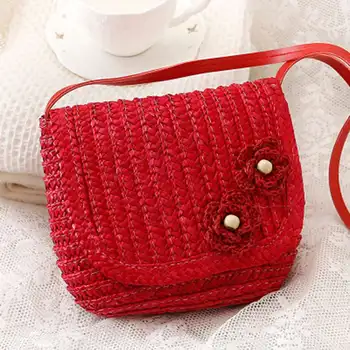 

Ethnic wind flip small flower woven bag small purse wallet grass bag package leisure travel beach bags