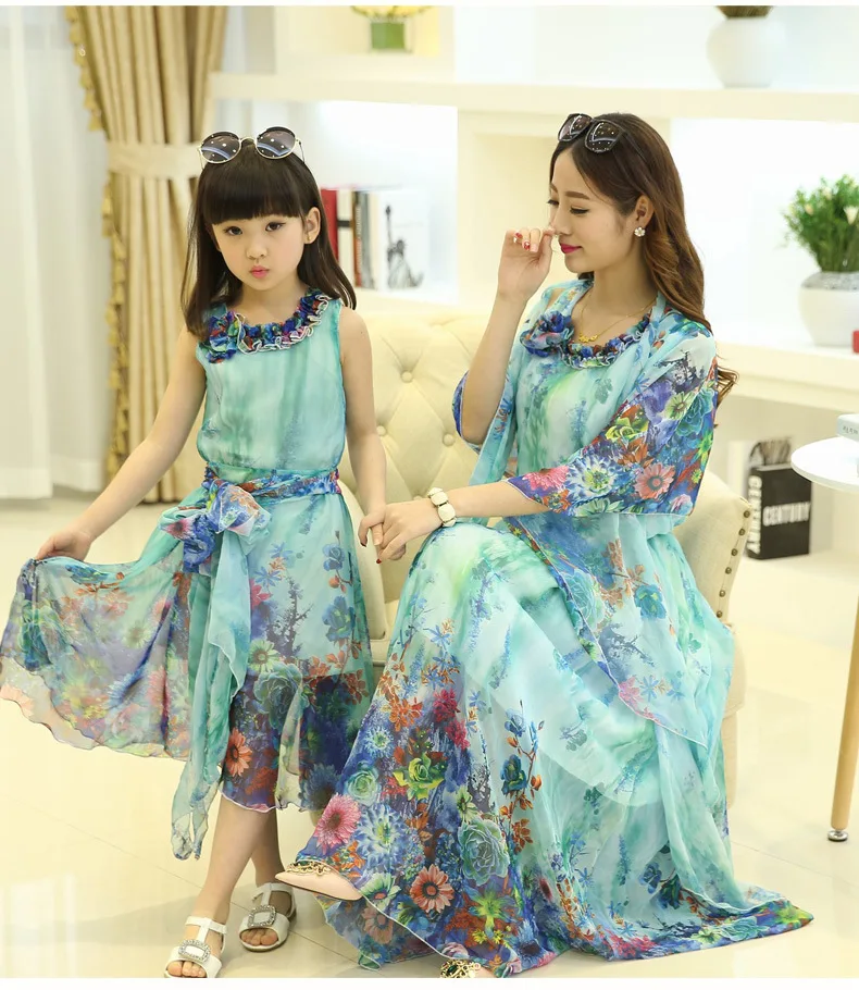 2018 summer style babymmclothes mom and daughter dress ...