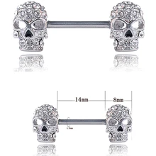 1 шт., кольцо для пирсинга сосков из нержавеющей стали с дизайном черепа, кольцо для сосков из хирургической стали, ювелирные изделия для женщин и девочек, крутые ювелирные изделия для тела