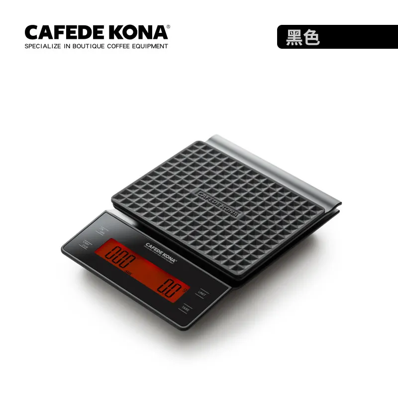 Cafede kona Портативный кг/3 кг/0,1 г капельного Кофе весы с таймером электронные цифровые Кухня весы высокой точности ЖК-дисплей электронные весы - Цвет: Черный