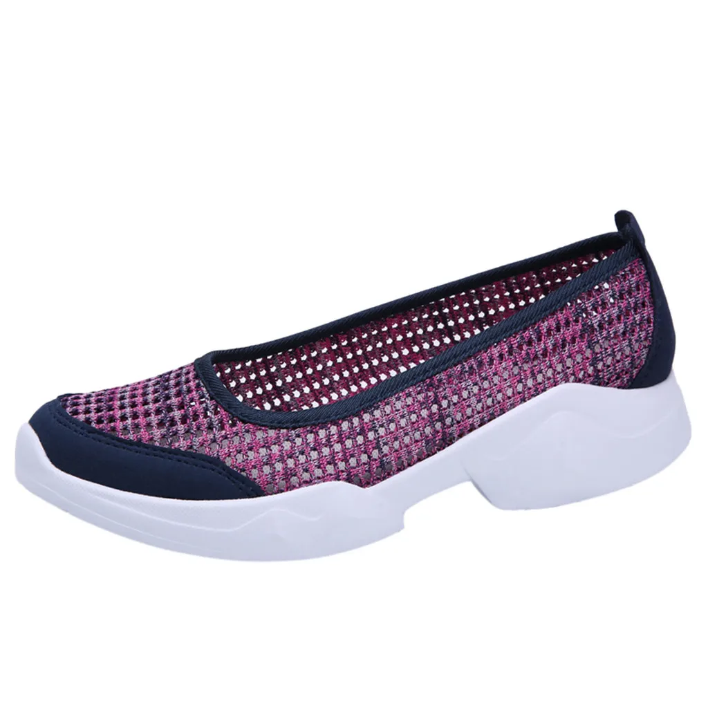 ISHOWTIENDA/нескользящая спортивная обувь для фитнеса с круглым носком; женская повседневная спортивная обувь из сетчатого материала; дышащие Туфли-кроссовки# g4 - Цвет: Розовый