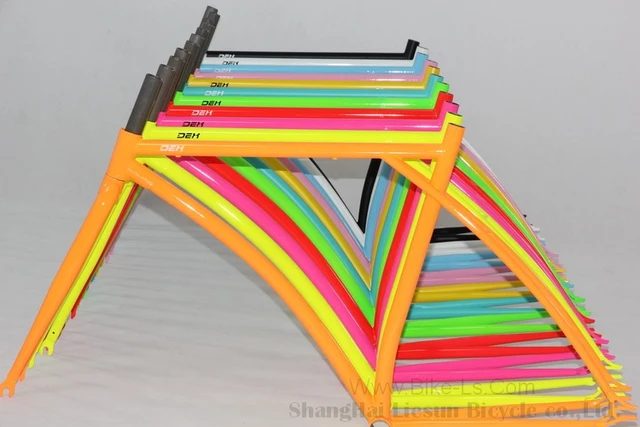 Cheap Frame bicycle hyperspeed r5 multi-color chrome molybdenum steel fork set dex Fixed Gear bike frame parts
