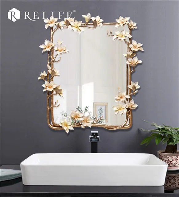 New Magnolia Rectangle Wall Mirror Home Decor Creative Mirrors for