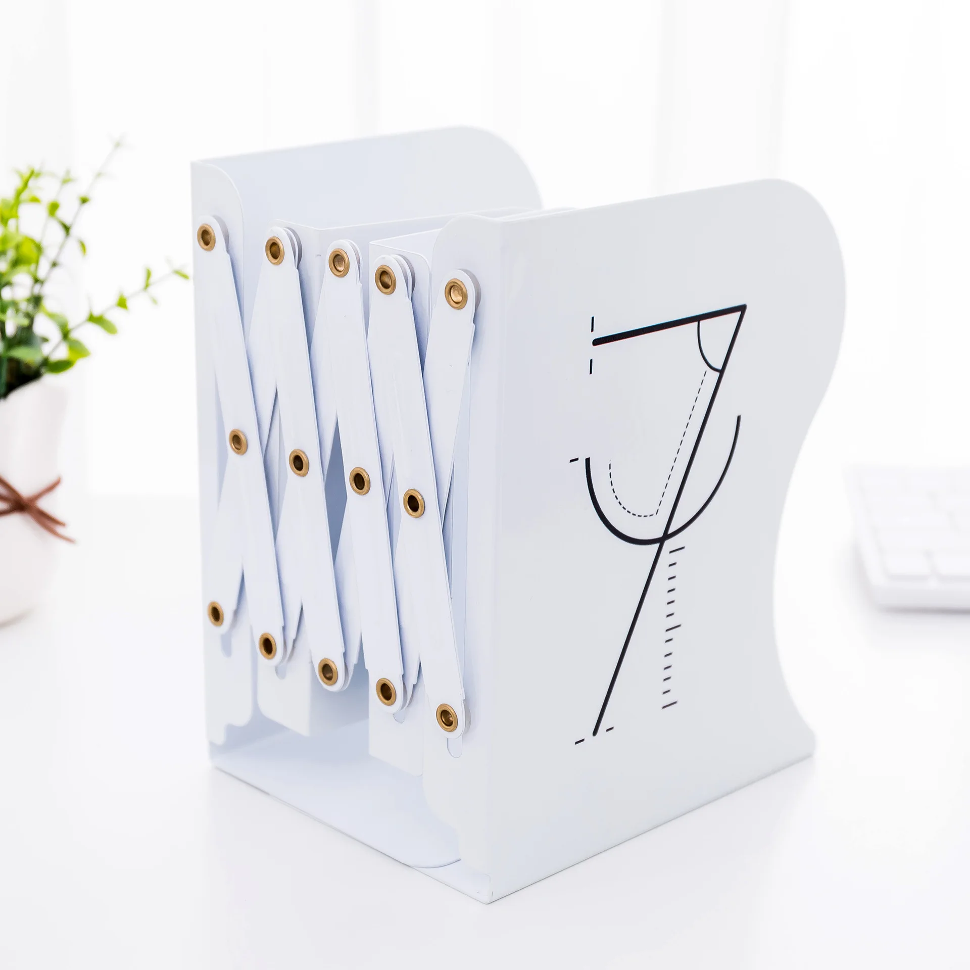 Cute Numer Flexible Stretch Folding Metal Bookends Stand Book Holder