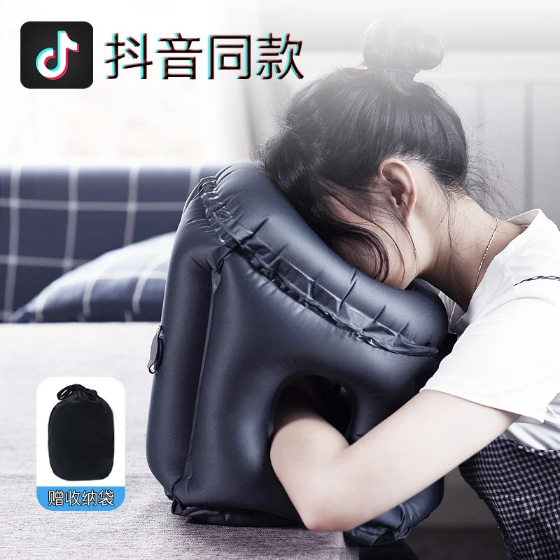 

Inflatable pillow sleeping artifact travel pillow inflatable neck pillow net red travel pillow neck Protection cervical