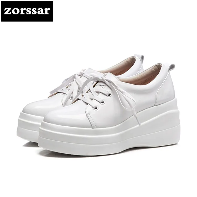 

{Zorssar} 2018 NEW arrival casual womens shoes Genuine Leather Wedges High Heels pumps platform Fashion women sneakers shoes