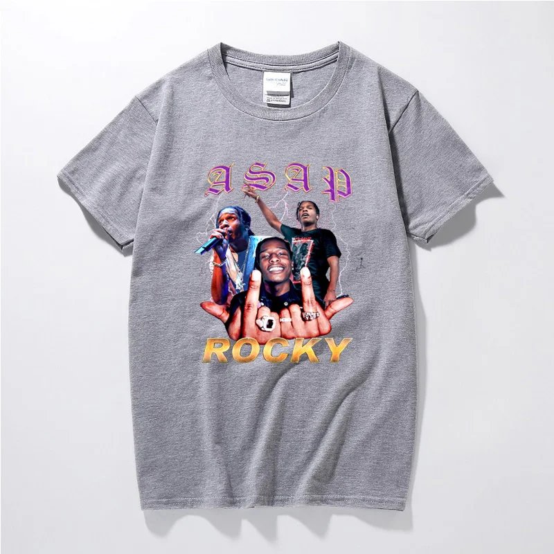 Рок Asap Rocky Мужская футболка Новая летняя хип хоп рубашка Camisetas Hombre уличная 100%