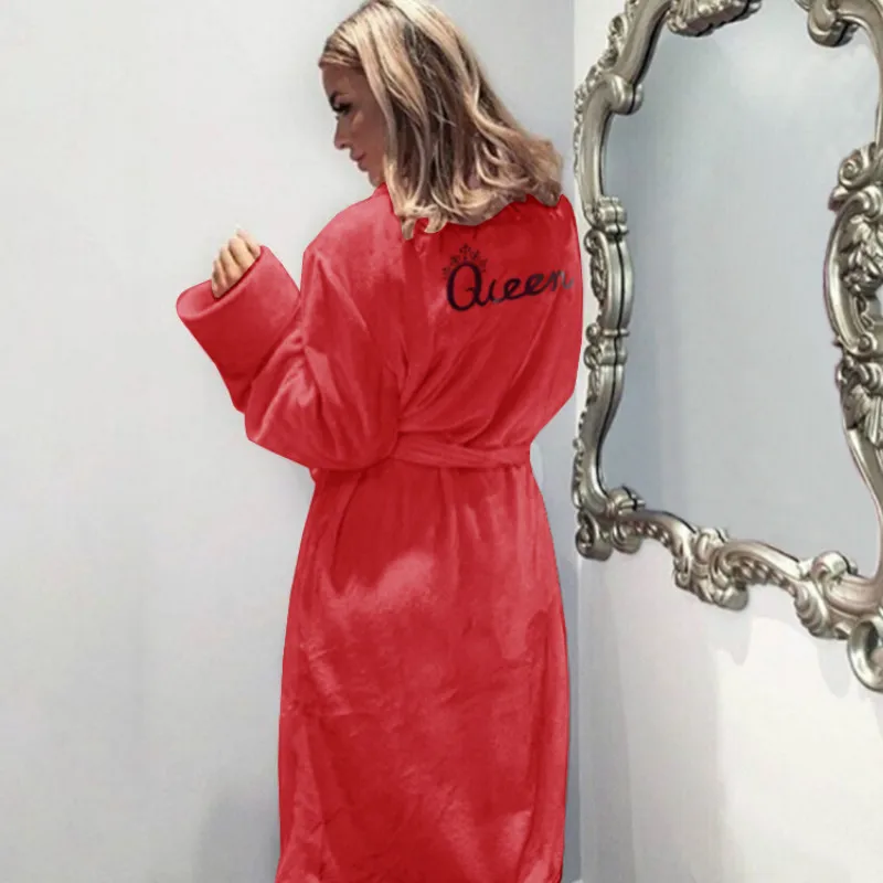 Online Winter Warm Flanell Bademantel Frauen Knie Länge Bad Robe Weichen Dicken Nette Rosa Brautjungfer Robes Weiblich Morgenmantel Nachtwäsche