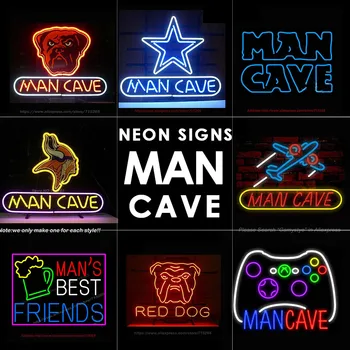 

Man Cave Real Glass Neon Light Sign Home Beer Bar Pub Recreation Room Game Room Windows Garage Wall Sign