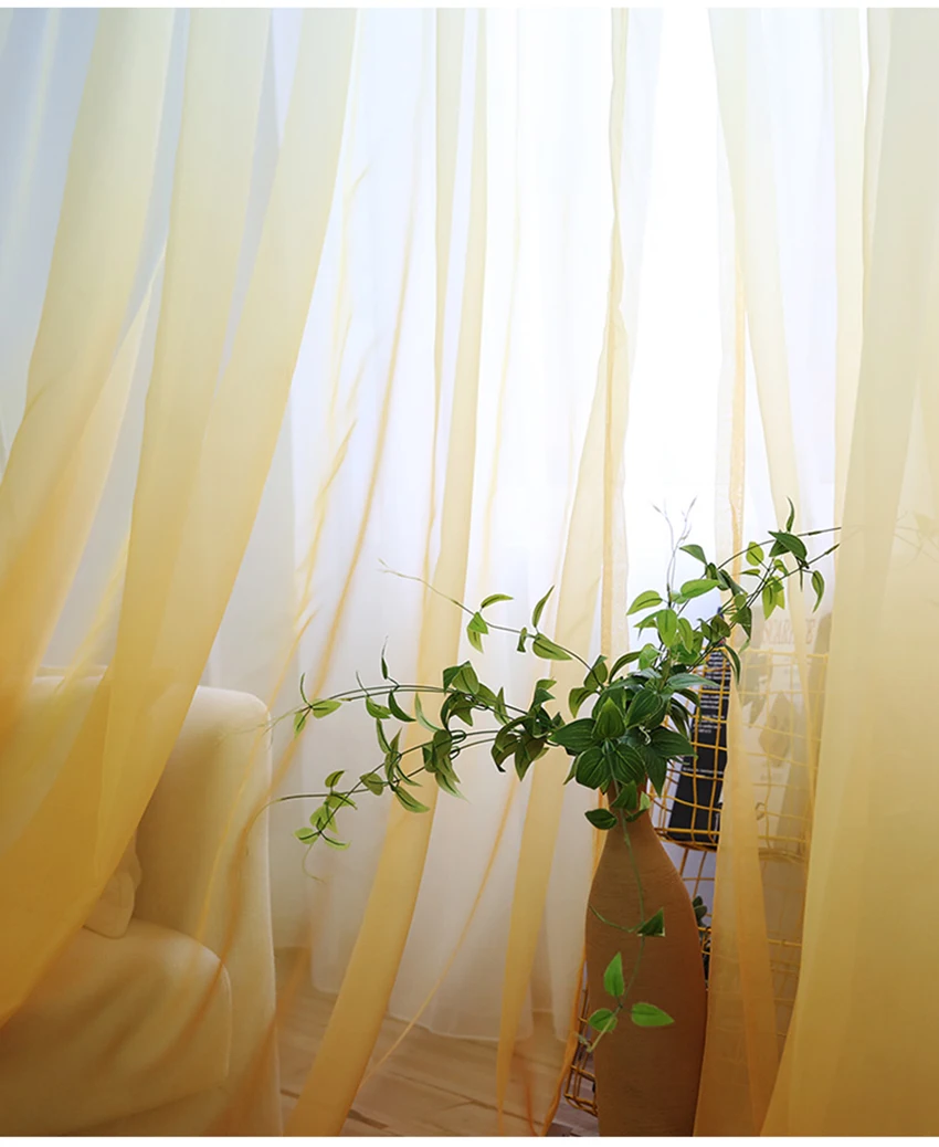 Градиентная цветная оконная занавеска для гостиной, прозрачная ткань для кухни, Зеленый Тюль с драпировкой, серая вуаль, белая обработка T& 185#30