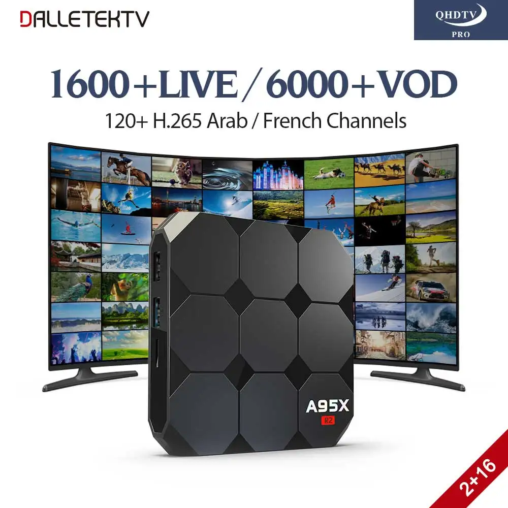 

H.265 IPTV French Arabic Subscription 1 Year QHDTV PRO Code IPTV Box Europe French Arabic A95X Smart Android 7.1 TV Box 2GB 16GB