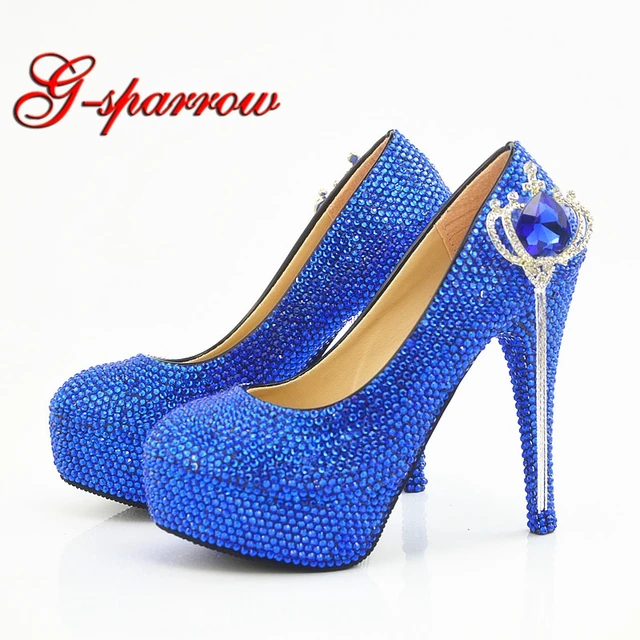 Wedding Dress with Blue Rhinestones