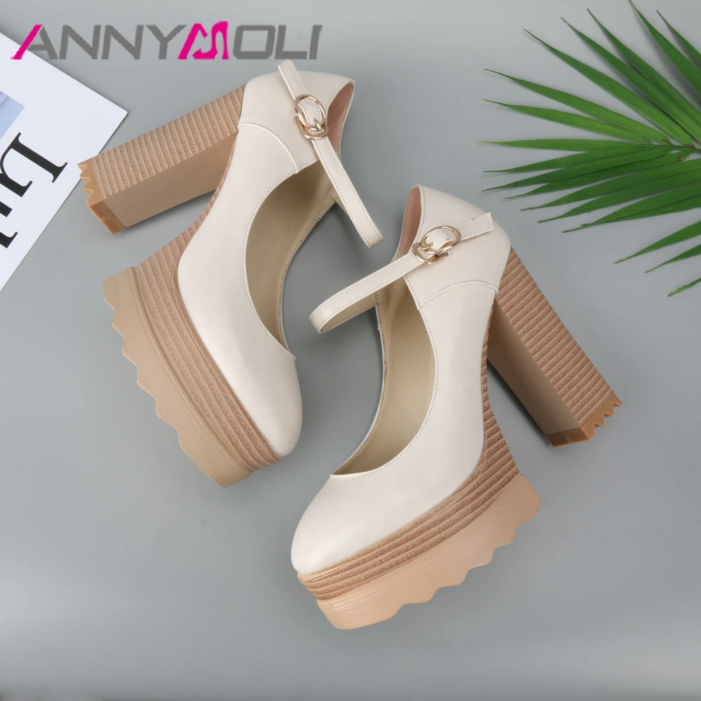 ANNYMOLI/женские туфли лодочки Mary Jane на платформе и очень высоком каблуке для