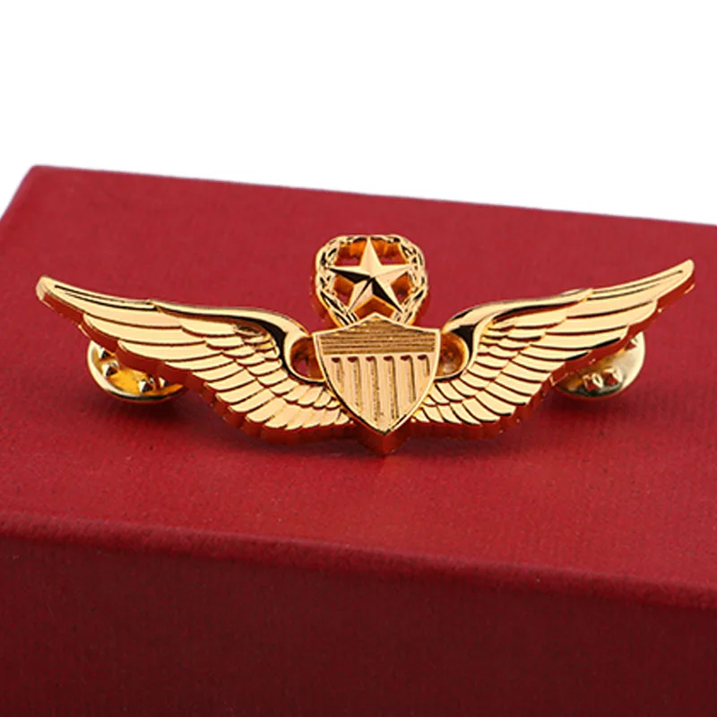 

WWII USAF Wings Military Command Pilot Metal Wings Metal Badge Pin Color Gold
