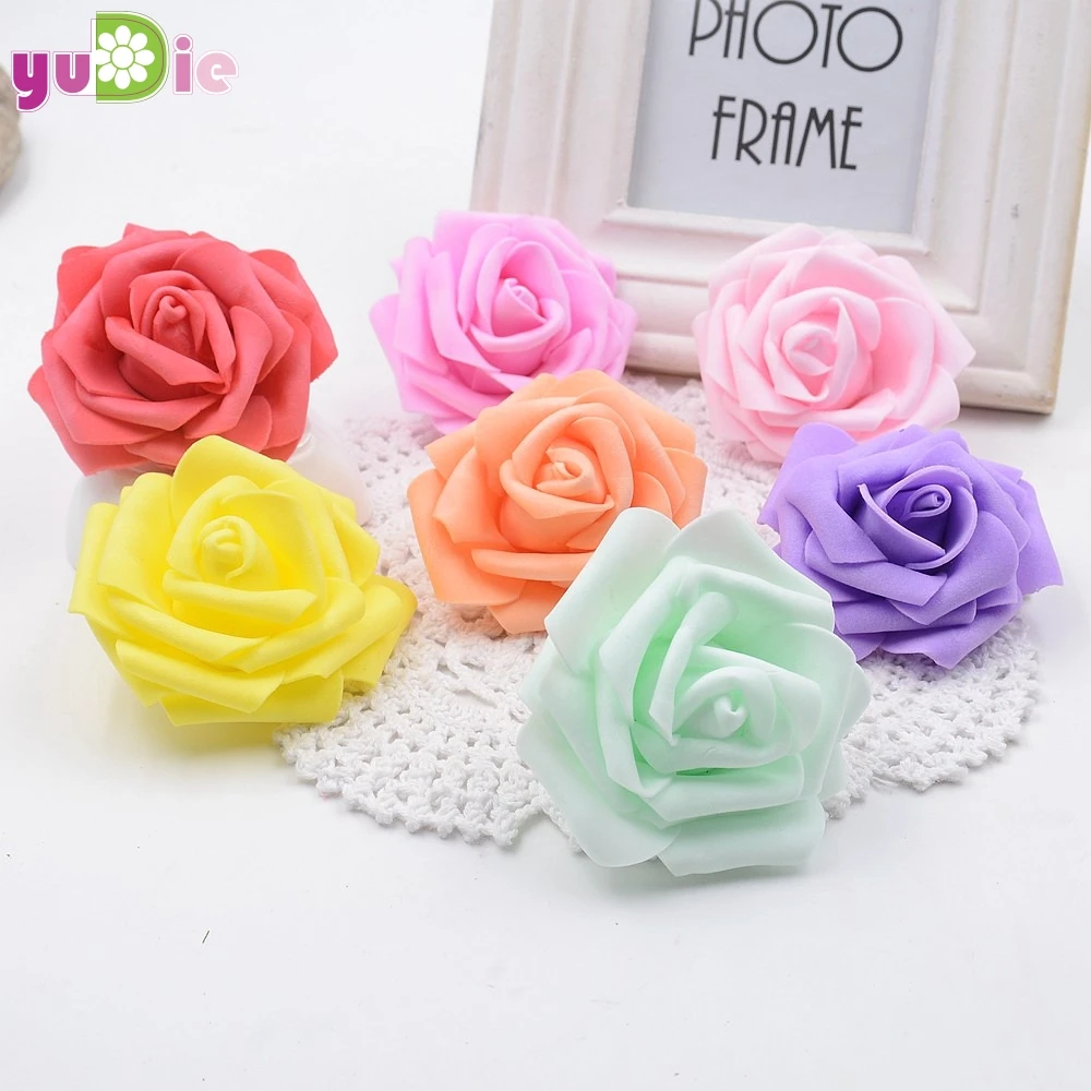 Image 100PCS   lot 6 cm small artificial bubble rose festive party supplies wedding car home decoration artificial handmade flowers