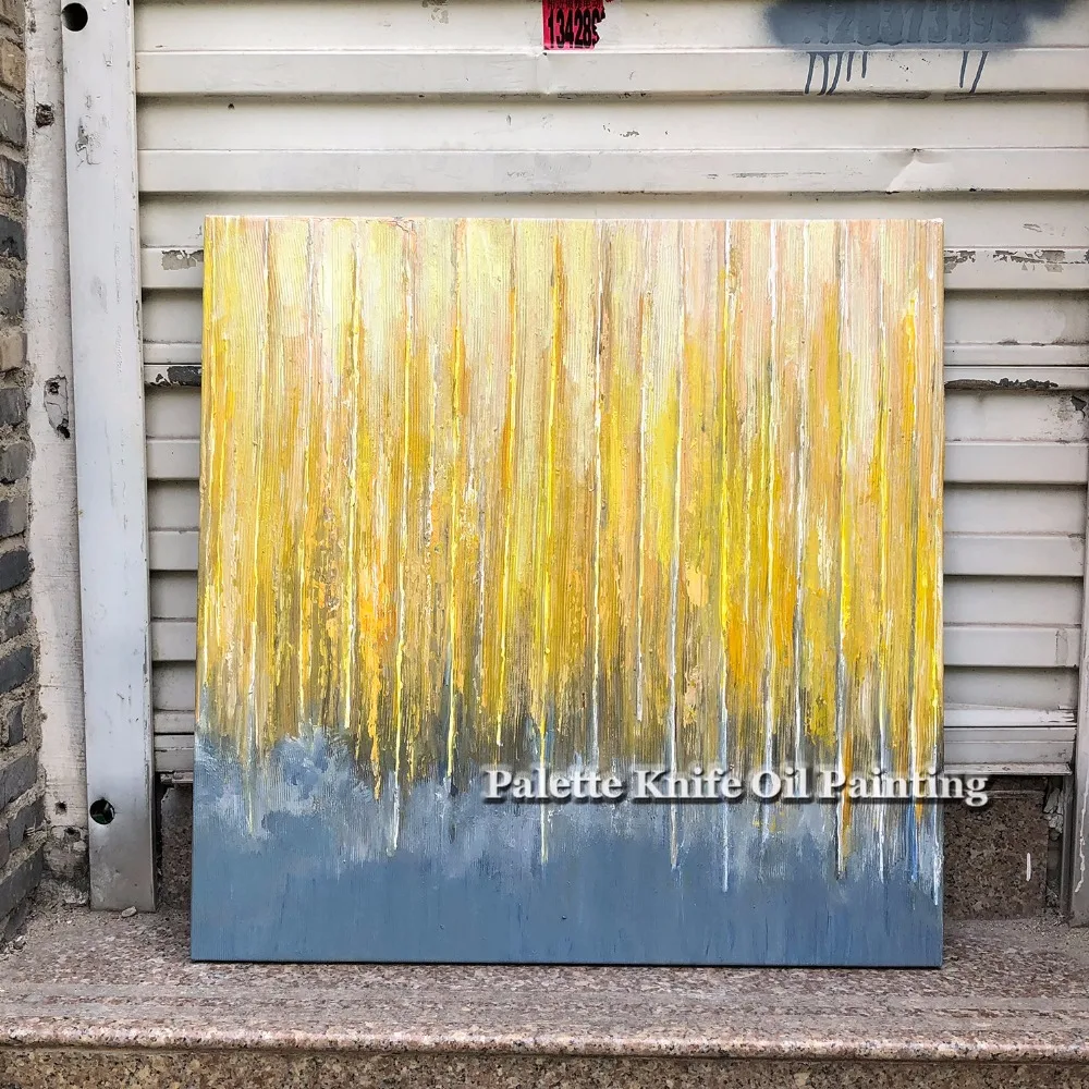 

Yellow Modern Abstract Hand Painted Acrylic Oil painting On Canvas Wall Pictures Paintings for Living Room Wall Art Canvas Art