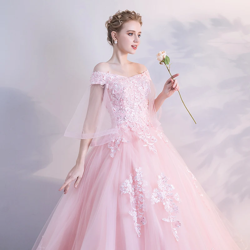 JaneVini Очаровательная блестками розовые платья Quinceanera 2019 V шеи аппликационные Жемчужины для кружева с открытой спиной Большие размеры