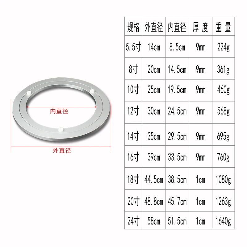 1 шт. 24 дюйма 58 см большие алюминиевые поворотные пластины из сплава для кухонной мебели Lazy Susan поворотный стол обеденный стол
