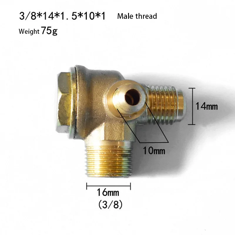 1 шт. 3 порта обратный клапан латунный внутренний/наружный обратный клапан/обратный клапан Соединитель Инструмент для воздушного компрессора высокая твердость - Цвет: 16x10x14mm Male