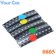 50 шт. 0805 SMD светодиодный светильник посылка 5 цветов красный белый зеленый синий желтый 0805 светильник излучающий набор диодов