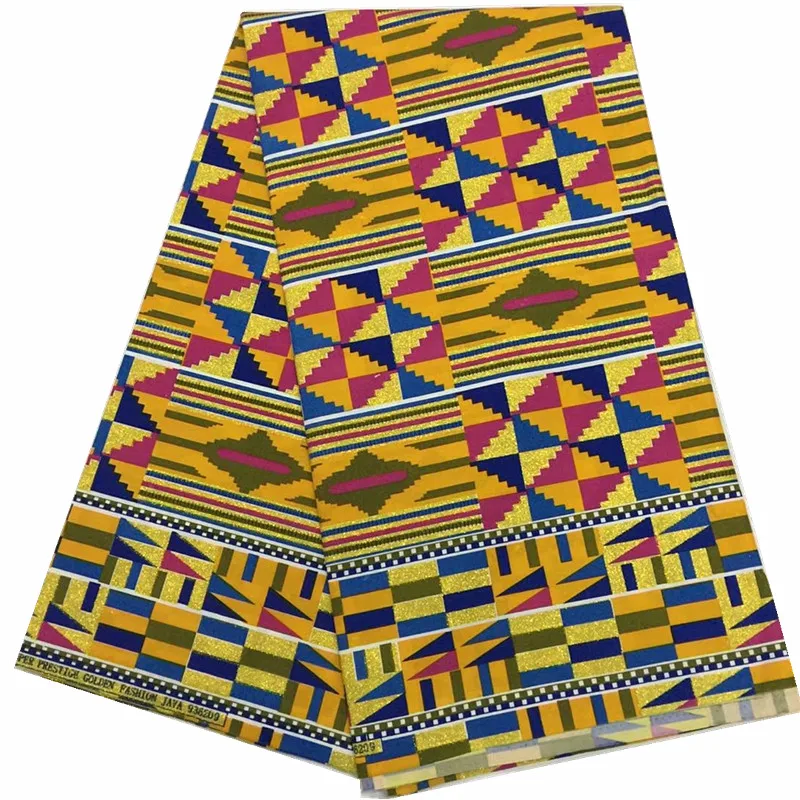 

not cotton 100% polyester fabric 2018 africain wax fabric wholesale ankara wax print fabric has shiny metallic gold