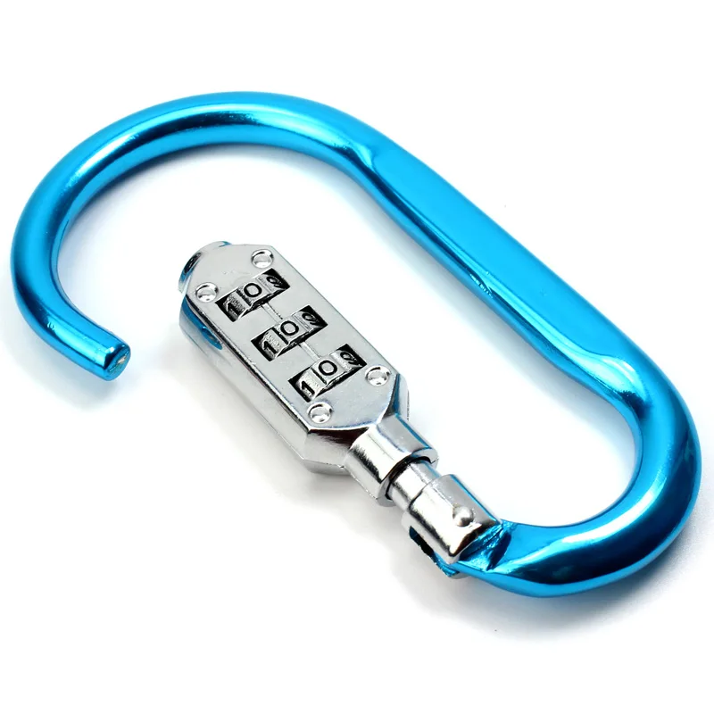 Silver Resettable D-Ring Combination Password Lock Travel Padlock Backpack Luggage Lock Mountaineering Buckle Carabiner