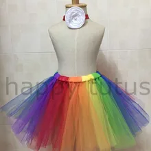 Юбки-пачки радужных цветов для девочек Детские Балетные фатиновые юбки-пачки ручной работы с цветами, наборы повязок на голову, Детская Праздничная танцевальная юбка