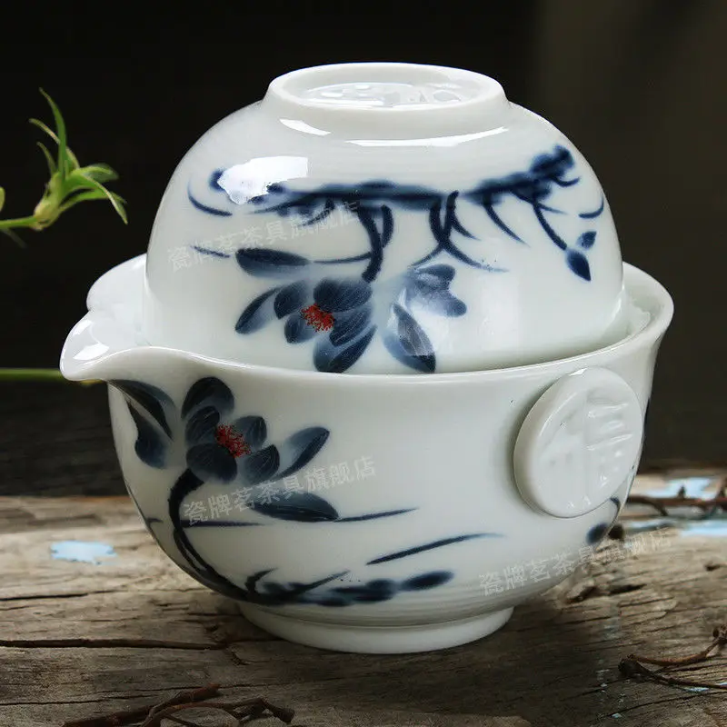 [GRANDNESS] чайный набор включает 1 кастрюлю 1 чашку, высококачественный элегантный Gaiwan, красивый и легкий чайник - Цвет: D