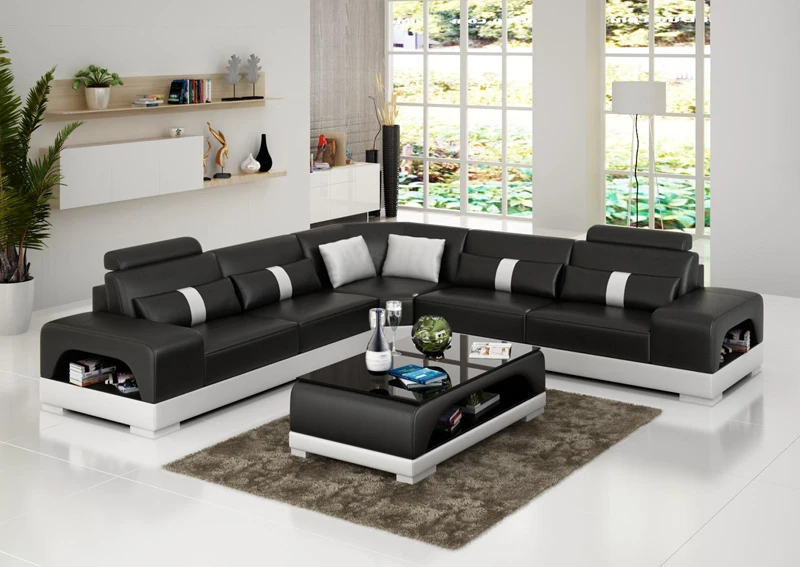 Европейский стиль Современная бежевая темная мебель набор для дивана кровати с 7 мест