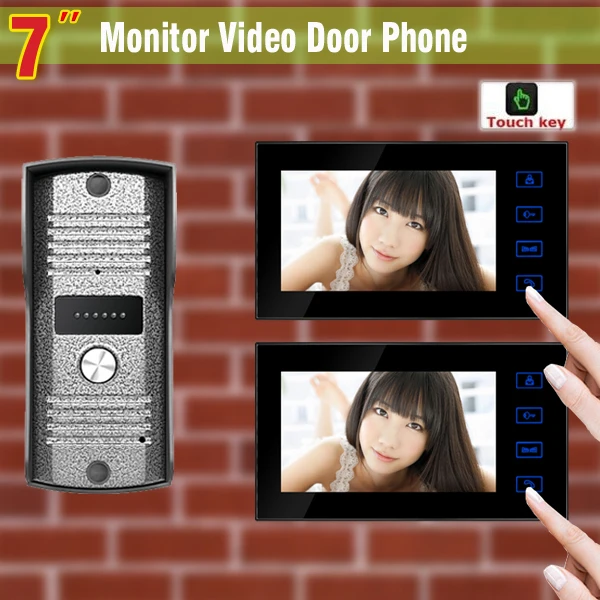 7 Inch Lcd Video Door Phone Intercom System video portero  2 Touch Monitor Video Doorbell Video Door Bell Camera Intercom Kits