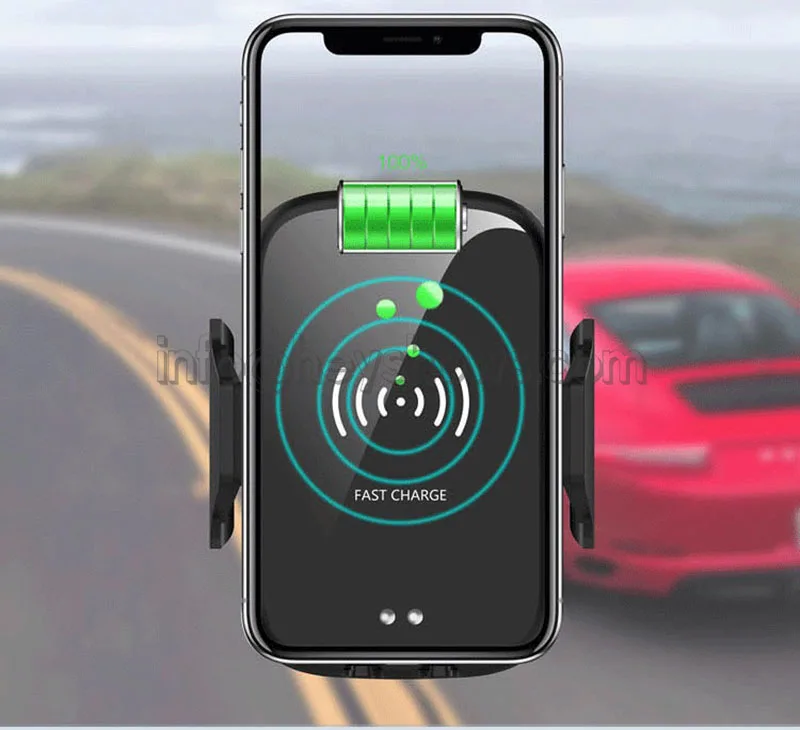 Автомобильная Беспроводная инфракрасная Индукционная зарядка кронштейн для iPhone/samsung телефон Дисплей Подставка для держателя с беспроводной быстрой зарядкой
