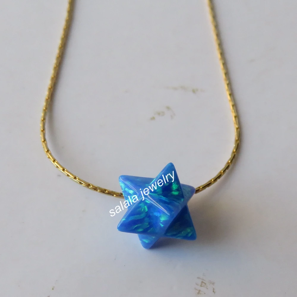 

10pcs/lot 8mm Merkaba Opal Necklace 925 Sterling Silver 3D Star Opal Pendant & Necklace for Gift