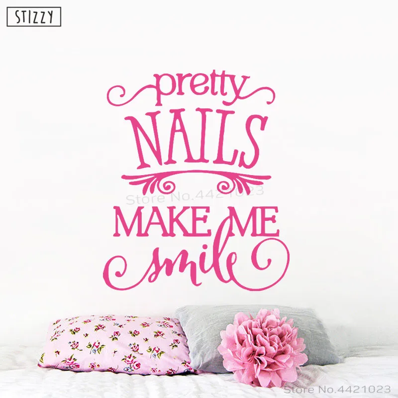 Настенная Наклейка stizzy Girls Nail beauty Salon виниловые наклейки на стену цитаты красивые ногти Make Me Smile Window Art Фреска плакат DIY B911 - Цвет: L810 Blush