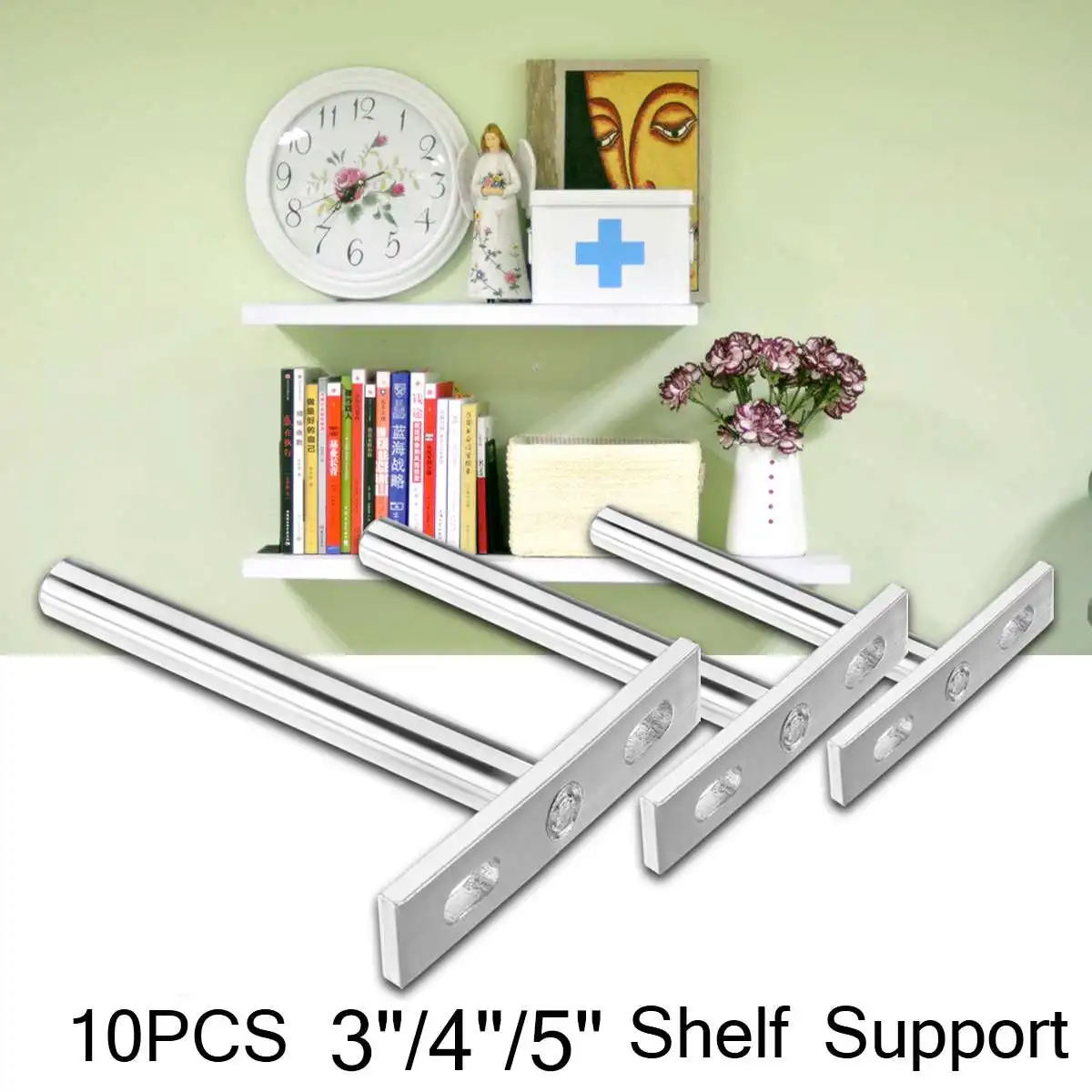 

10pcs 3/4/5'' H idden Concealed Floating Shelf Support Brackets Metal Steel Wall Mount Bracket Furniture Folding Shelf Rack