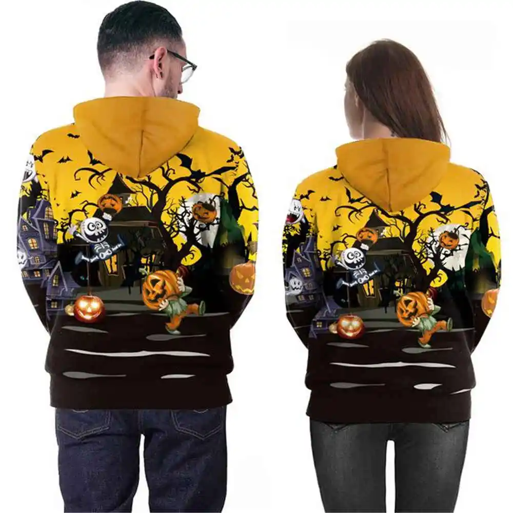 Хэллоуин-толстовка рубашка с тыквой универсальная мужская и женская Пара хип-хоп Уличная Толстовка необычная спортивная одежда Новинка